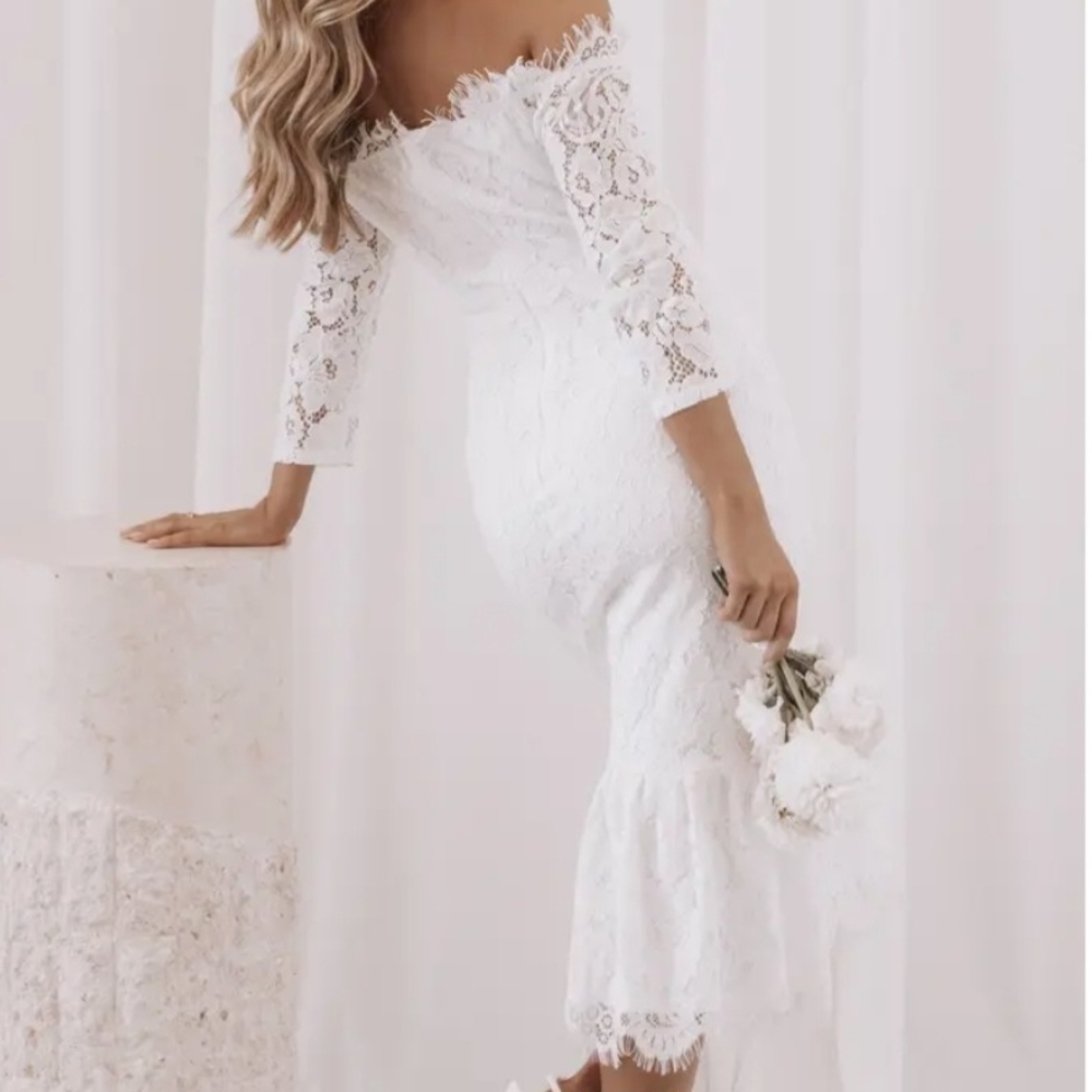 NWT Petal & Pup White Lace Long Sleeve Dress Size Small - Picture 3 of 12